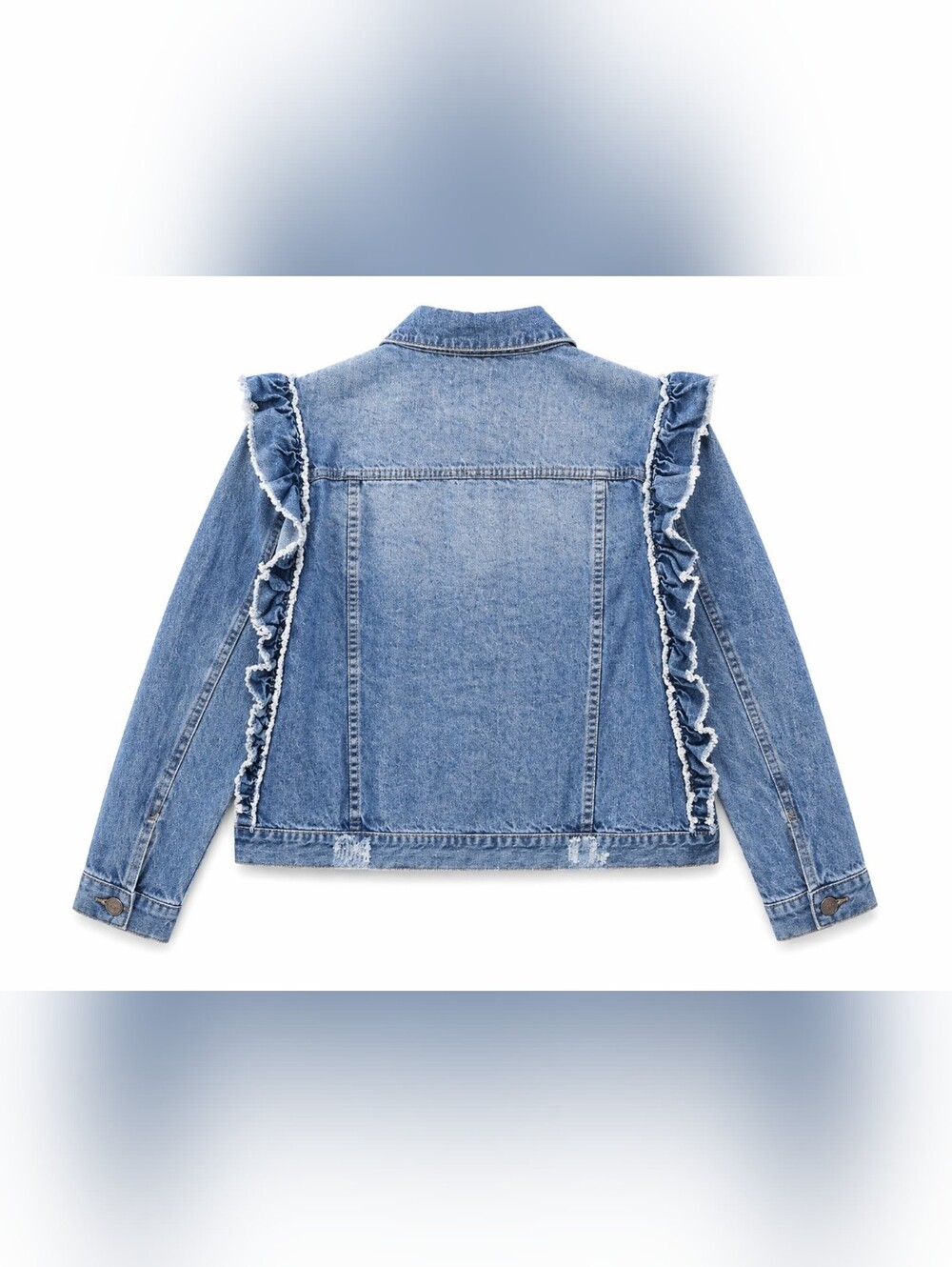 NWT Plus Size Ruffle Sleeve Denim Jacket In Medium Wash Size 3X - Picture 6 of 6